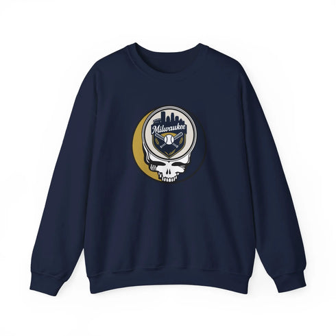 Grateful Dead - Milwaukee Brewers Stealie Grateful Dead Crewneck Sweatshirt - MLB - StealieShop